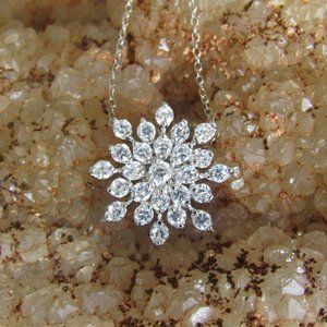 SS CZ snowflake necklace NWOT